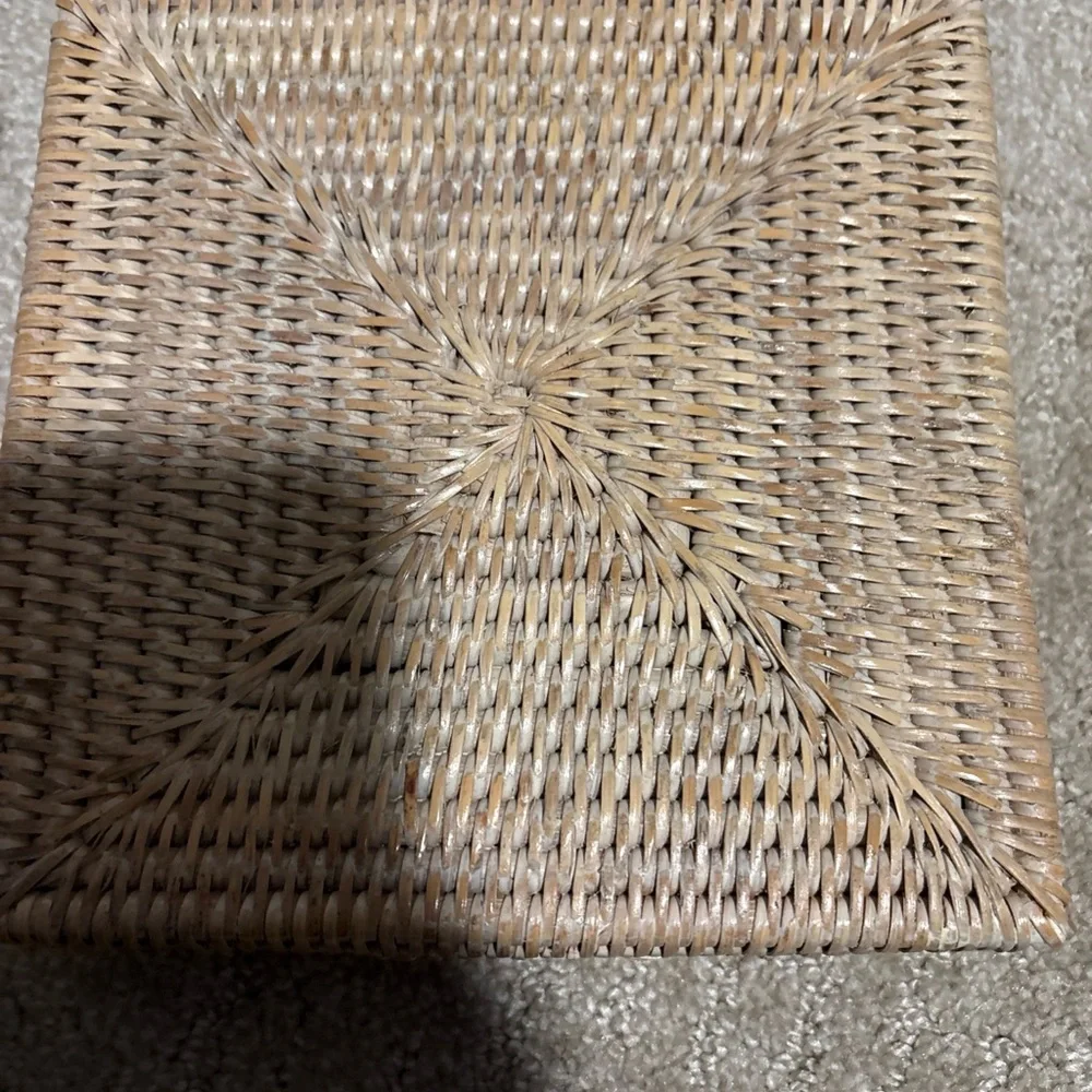 Caspari Rattan Luncheon Napkin Holder  7x7” Interior